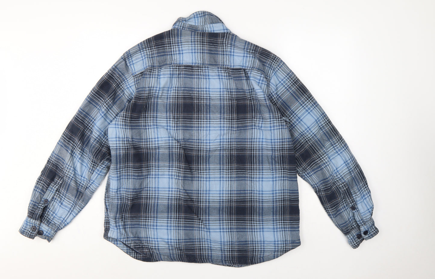 Columbia Men's Blue Plaid Cotton Long Sleeve Button-Up Shirt L