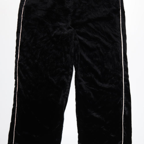 M&S Women’s Black Velvet Wide-Leg Dress Trousers UK 20 Regular