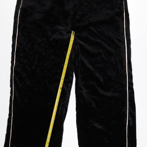M&S Women’s Black Velvet Wide-Leg Dress Trousers UK 20 Regular