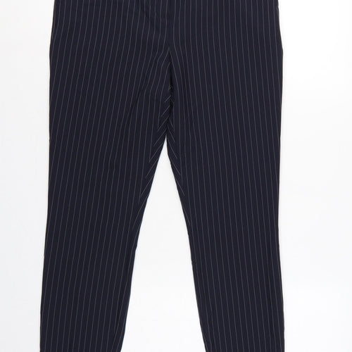 Topshop Women’s Blue Pinstripe Tailored Tapered Dress Trousers UK 12