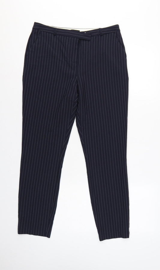 Topshop Women’s Blue Pinstripe Tailored Tapered Dress Trousers UK 12