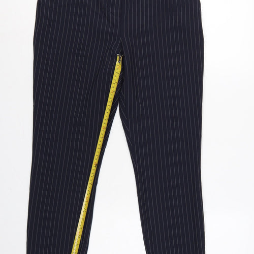 Topshop Women’s Blue Pinstripe Tailored Tapered Dress Trousers UK 12