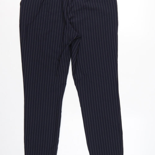 Topshop Women’s Blue Pinstripe Tailored Tapered Dress Trousers UK 12
