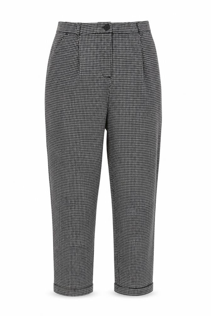 New Look Women’s Black White Check Tapered Trousers UK 12