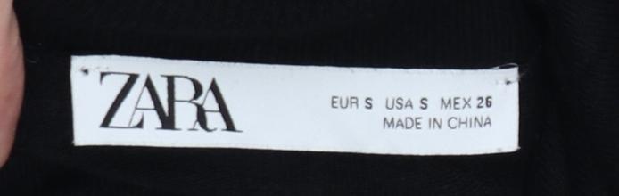 Zara Women Black S Roll Neck Knit Pullover Jumper Gold Button Cuffs