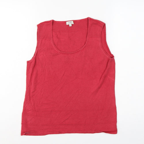 Hobbs Women Red Silk Cotton Scoop Neck Sleeveless Knit Vest Top UK 14