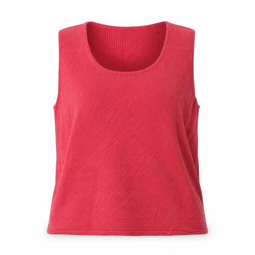 Hobbs Women Red Silk Cotton Scoop Neck Sleeveless Knit Vest Top UK 14