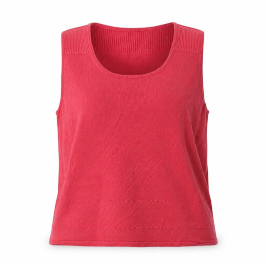 Hobbs Women Red Silk Cotton Scoop Neck Sleeveless Knit Vest Top UK 14
