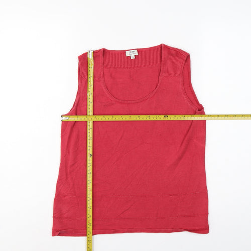 Hobbs Women Red Silk Cotton Scoop Neck Sleeveless Knit Vest Top UK 14