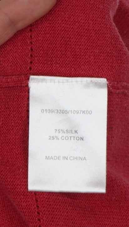 Hobbs Women Red Silk Cotton Scoop Neck Sleeveless Knit Vest Top UK 14