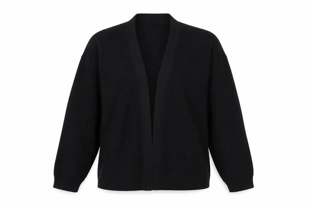Marks and Spencer Women Black S Open Knit Balloon Sleeve Cardigan