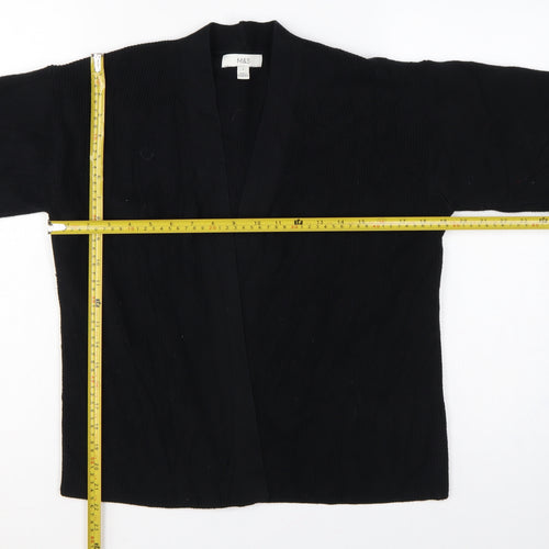 Marks and Spencer Women Black S Open Knit Balloon Sleeve Cardigan