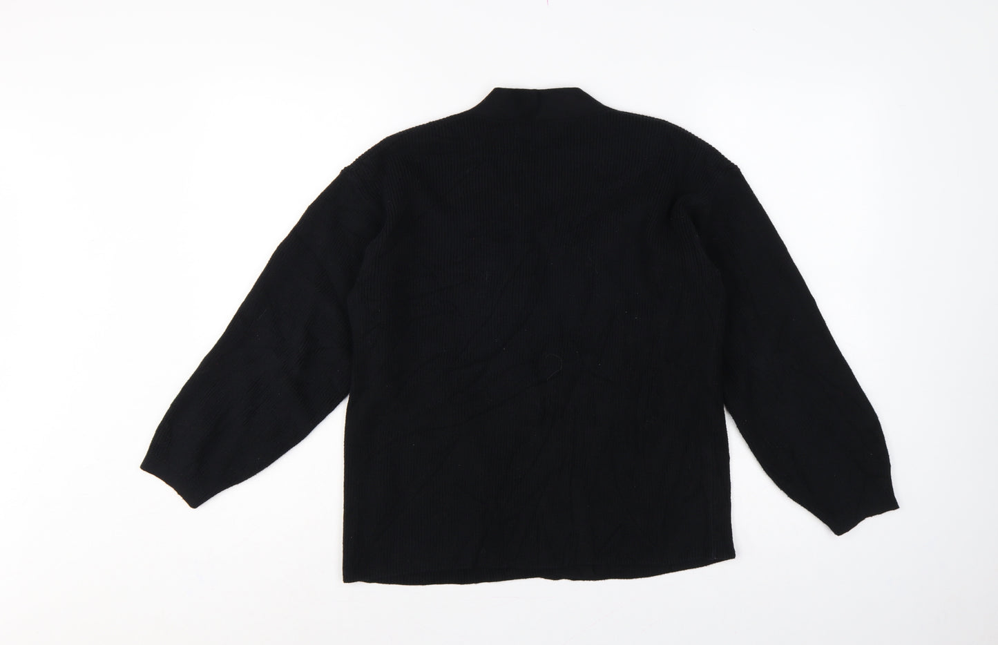Marks and Spencer Women Black S Open Knit Balloon Sleeve Cardigan