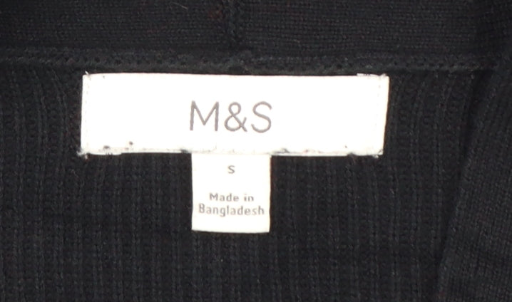 Marks and Spencer Women Black S Open Knit Balloon Sleeve Cardigan