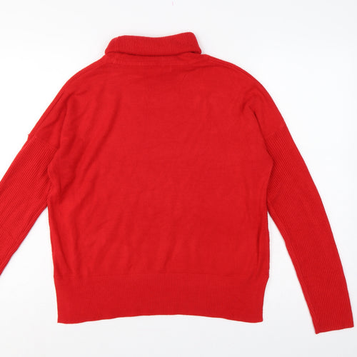 Next Women Red UK 8 Roll Neck Long Sleeve Acrylic Pullover Jumper