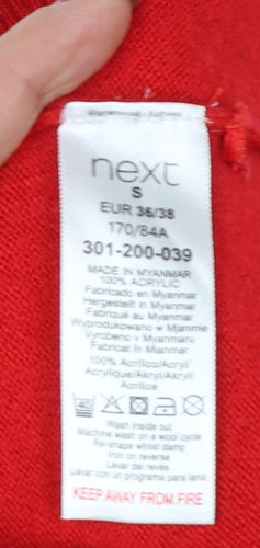Next Women Red UK 8 Roll Neck Long Sleeve Acrylic Pullover Jumper