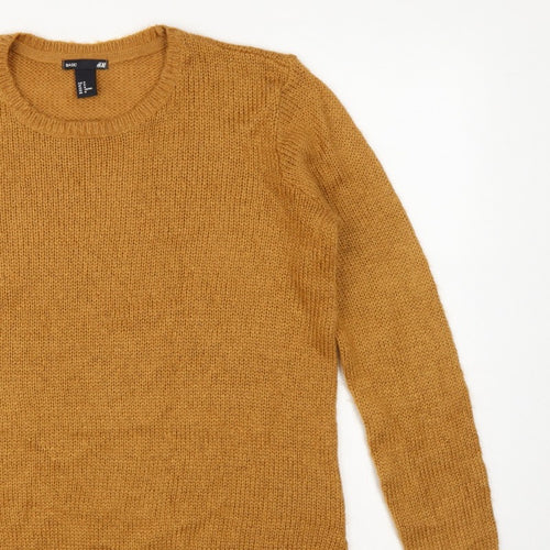 H&M Women Brown UK 14 Crew Neck Long Sleeve Knit Pullover Jumper