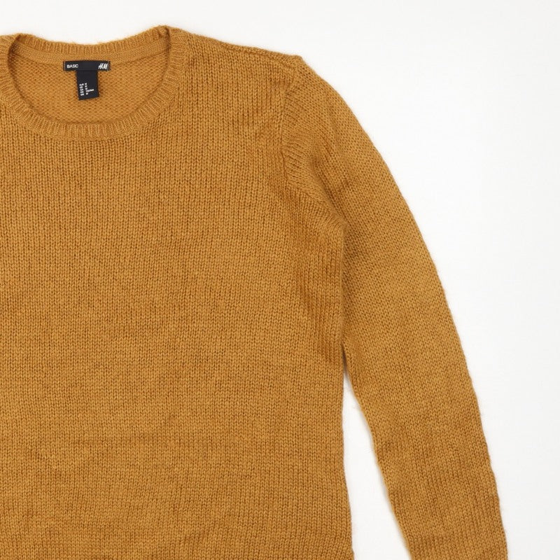 H&M Women Brown UK 14 Crew Neck Long Sleeve Knit Pullover Jumper