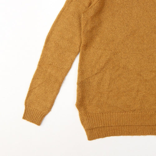 H&M Women Brown UK 14 Crew Neck Long Sleeve Knit Pullover Jumper