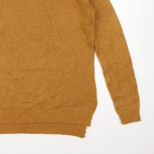 H&M Women Brown UK 14 Crew Neck Long Sleeve Knit Pullover Jumper