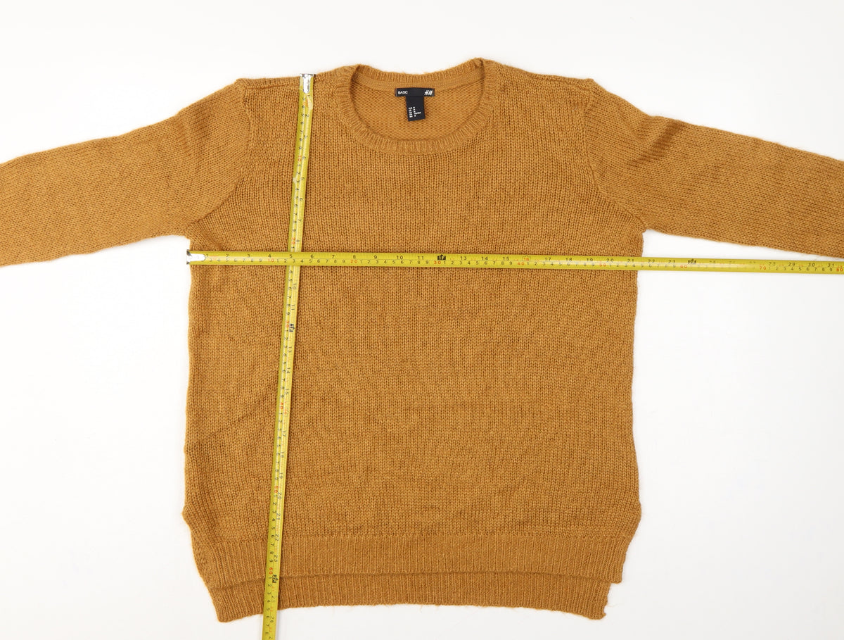 H&M Women Brown UK 14 Crew Neck Long Sleeve Knit Pullover Jumper