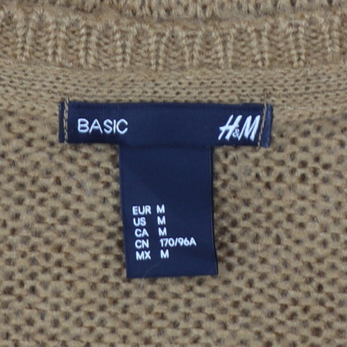 H&M Women Brown UK 14 Crew Neck Long Sleeve Knit Pullover Jumper