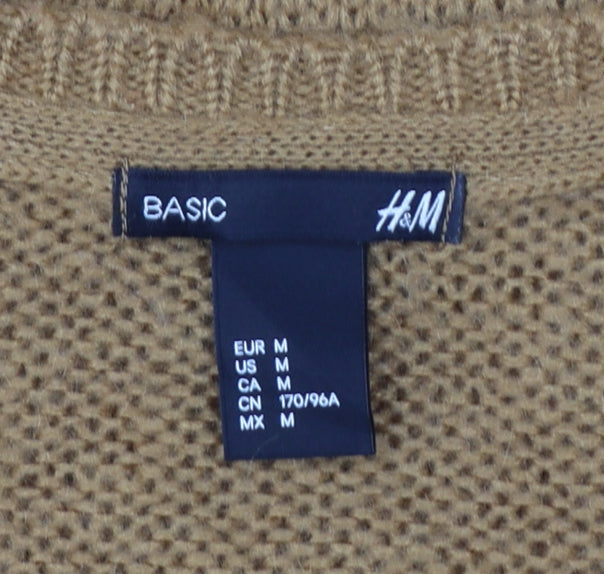 H&M Women Brown UK 14 Crew Neck Long Sleeve Knit Pullover Jumper
