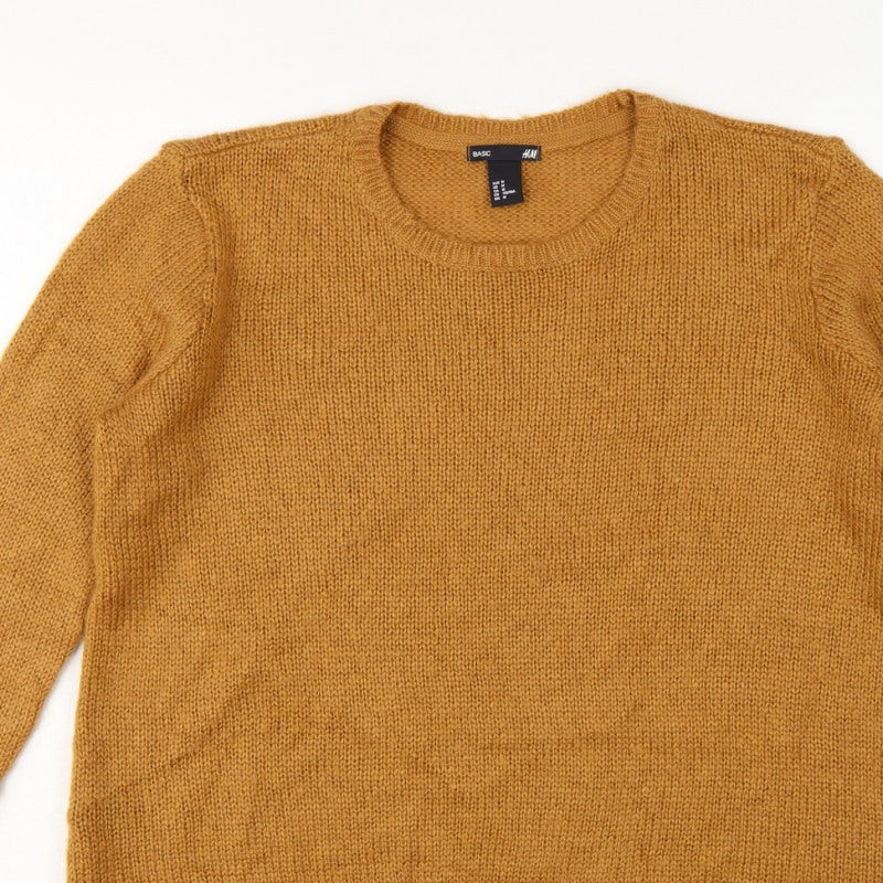 H&M Women Brown UK 14 Crew Neck Long Sleeve Knit Pullover Jumper
