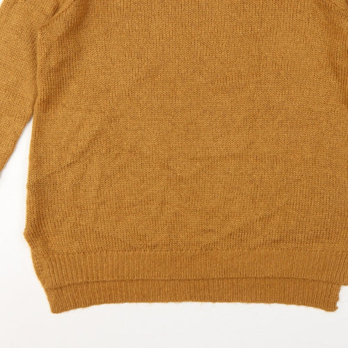 H&M Women Brown UK 14 Crew Neck Long Sleeve Knit Pullover Jumper