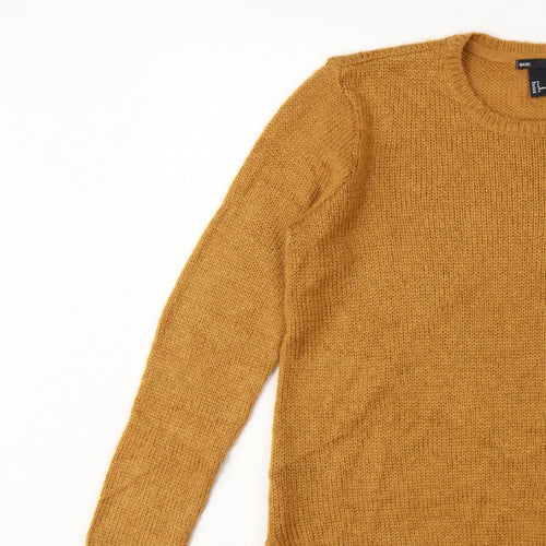 H&M Women Brown UK 14 Crew Neck Long Sleeve Knit Pullover Jumper