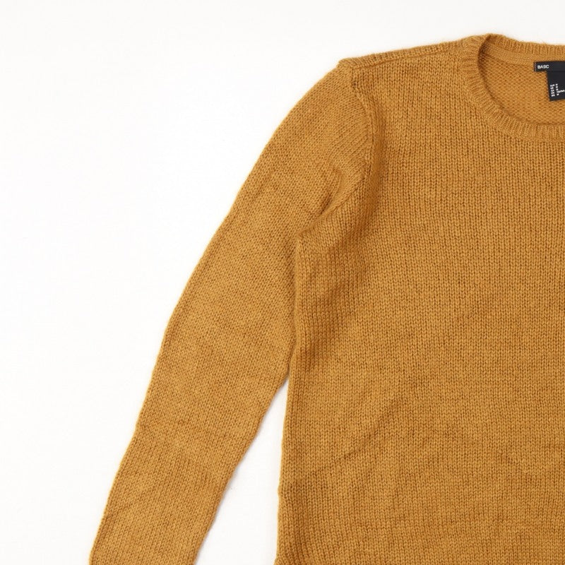 H&M Women Brown UK 14 Crew Neck Long Sleeve Knit Pullover Jumper