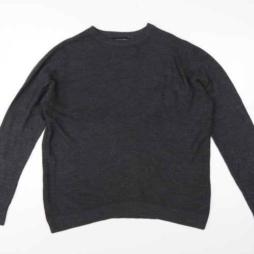 Dorothy Perkins Women Grey UK 16 Crew Neck Button Cuff Knit Jumper