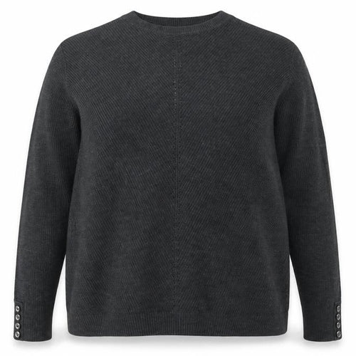 Dorothy Perkins Women Grey UK 16 Crew Neck Button Cuff Knit Jumper