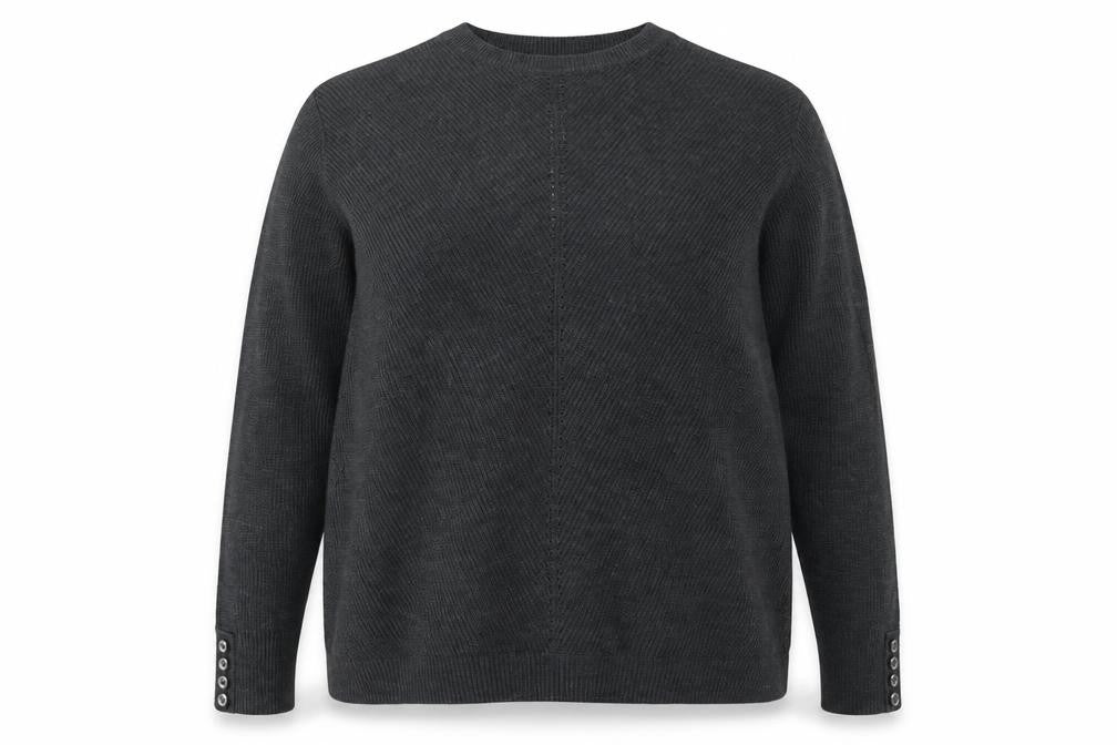Dorothy Perkins Women Grey UK 16 Crew Neck Button Cuff Knit Jumper