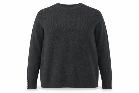 Dorothy Perkins Women Grey UK 16 Crew Neck Button Cuff Knit Jumper