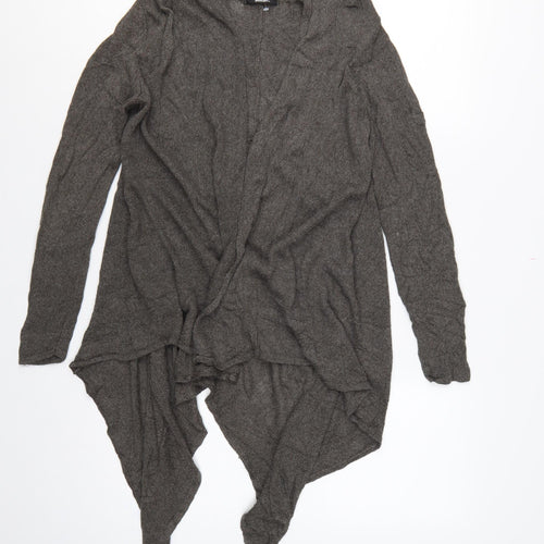 Marks & Spencer Women Grey UK 14 Open Waterfall Ruffle Cardigan