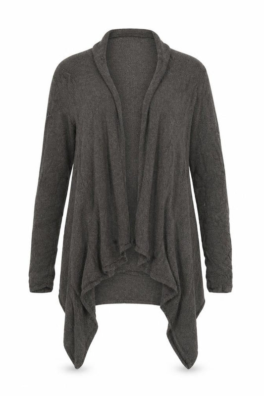 Marks & Spencer Women Grey UK 14 Open Waterfall Ruffle Cardigan