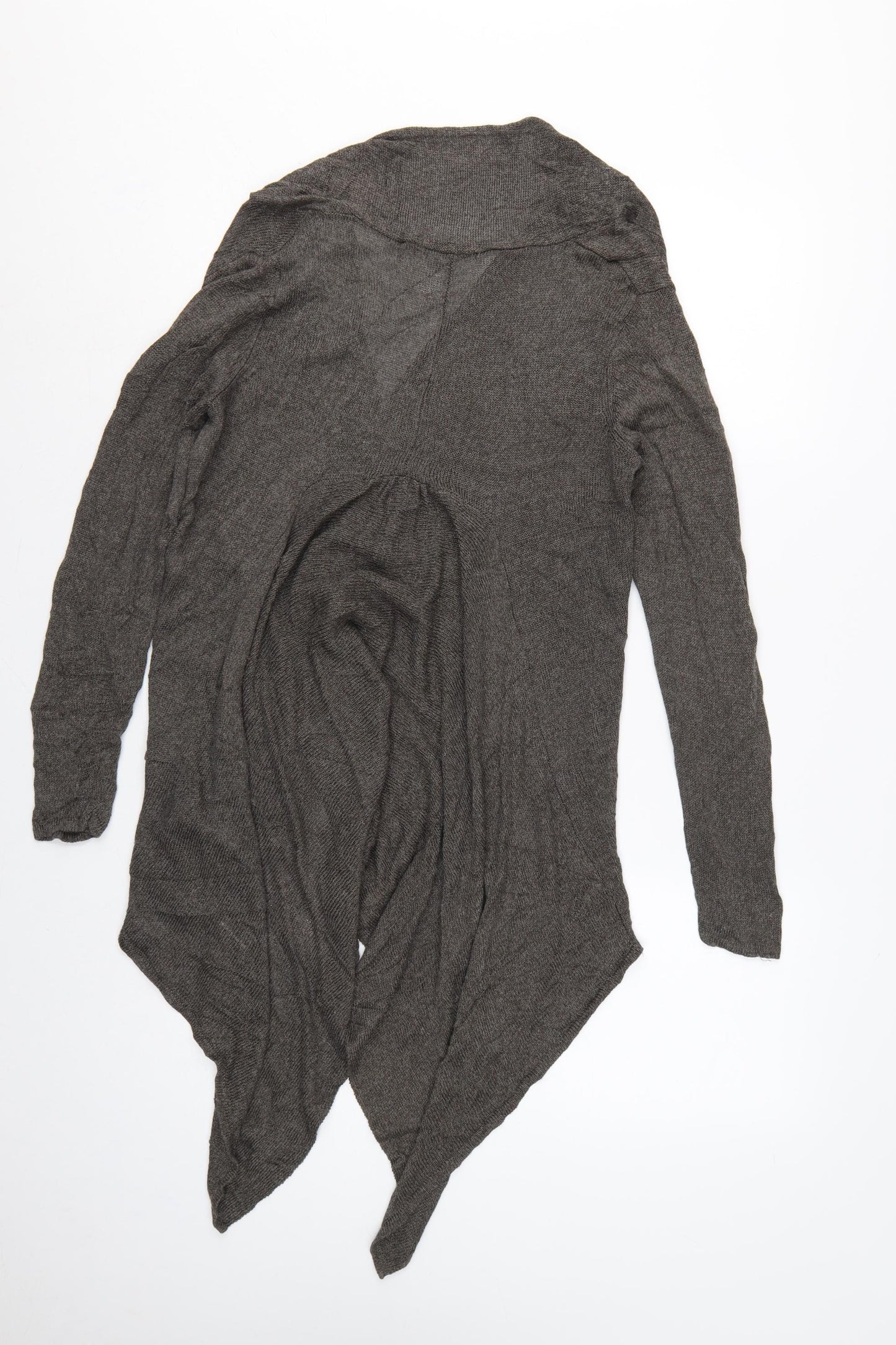 Marks & Spencer Women Grey UK 14 Open Waterfall Ruffle Cardigan