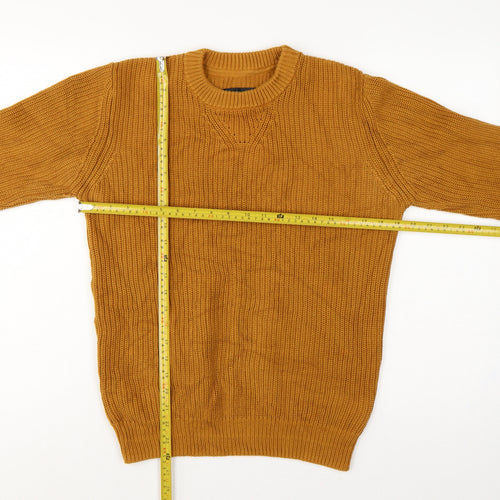 Markham Men’s Yellow Mustard Cotton Crew Neck Knit Pullover Jumper S