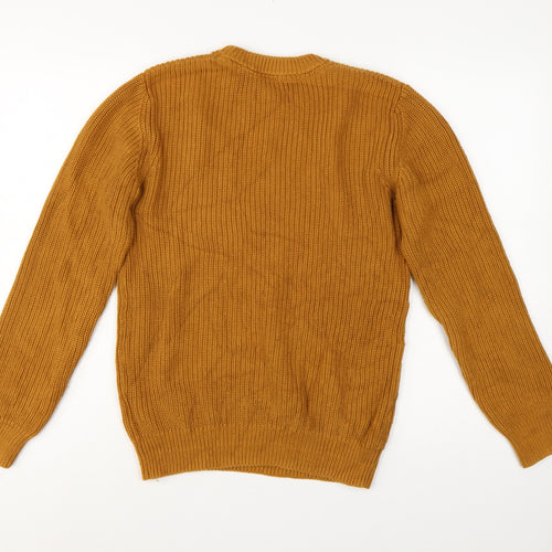 Markham Men’s Yellow Mustard Cotton Crew Neck Knit Pullover Jumper S