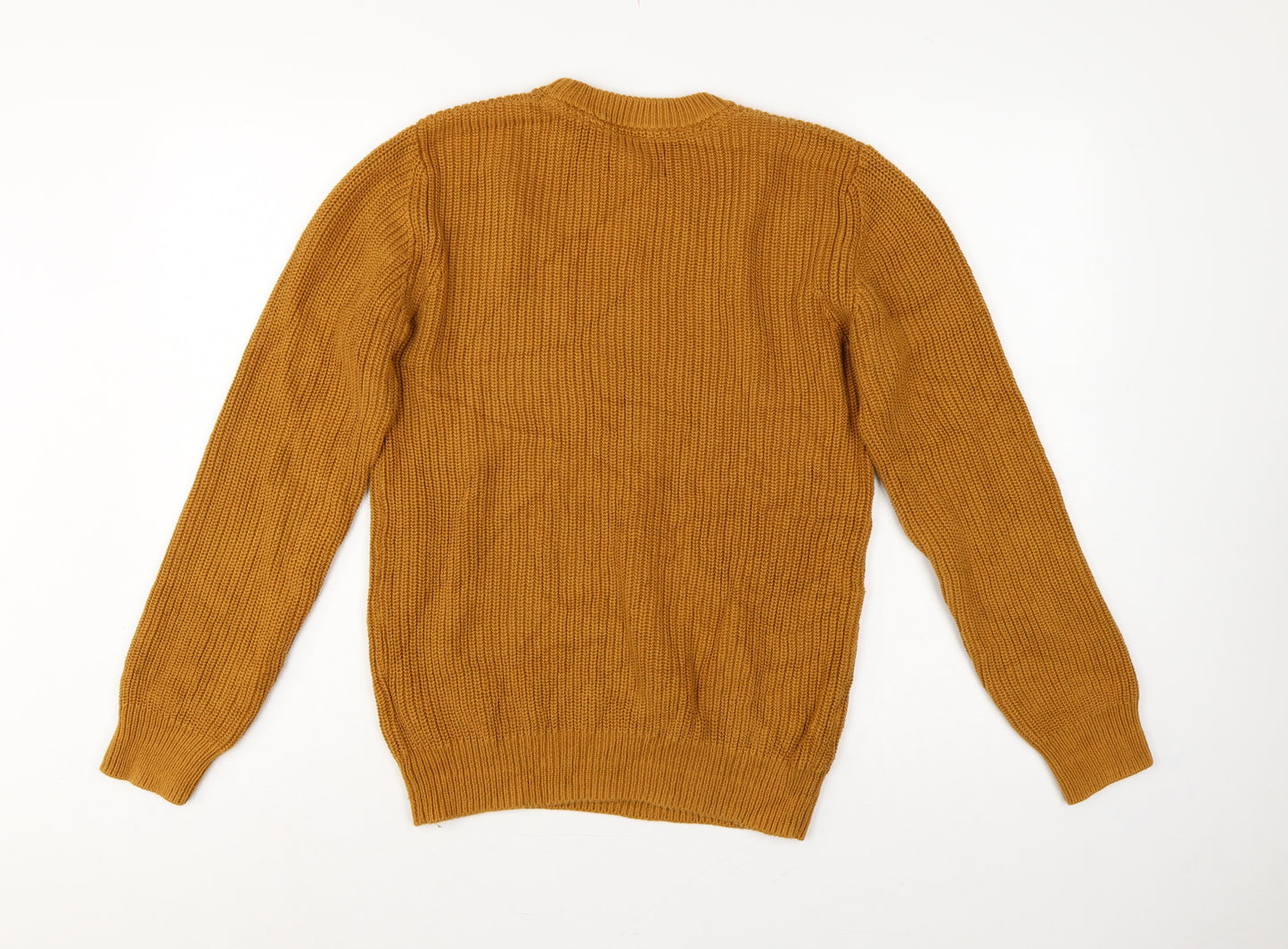 Markham Men’s Yellow Mustard Cotton Crew Neck Knit Pullover Jumper S