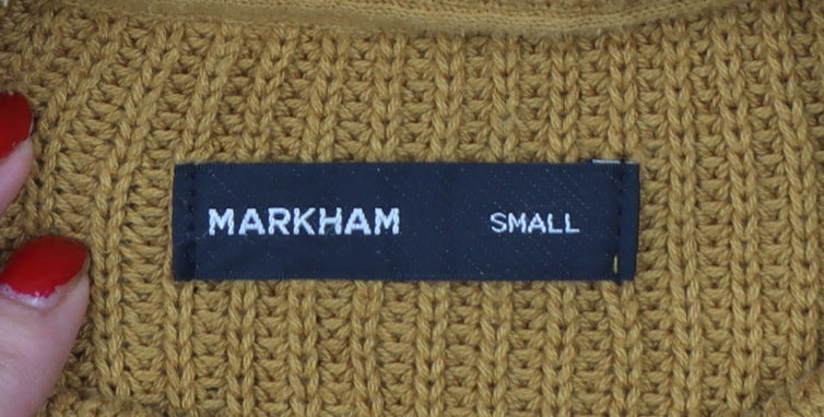 Markham Men’s Yellow Mustard Cotton Crew Neck Knit Pullover Jumper S
