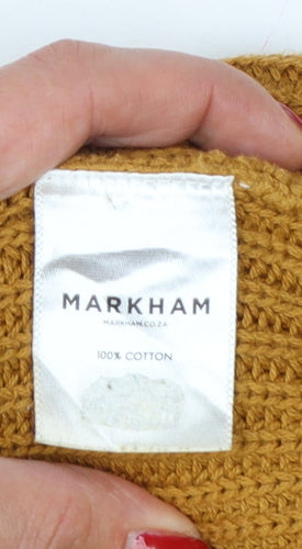 Markham Men’s Yellow Mustard Cotton Crew Neck Knit Pullover Jumper S