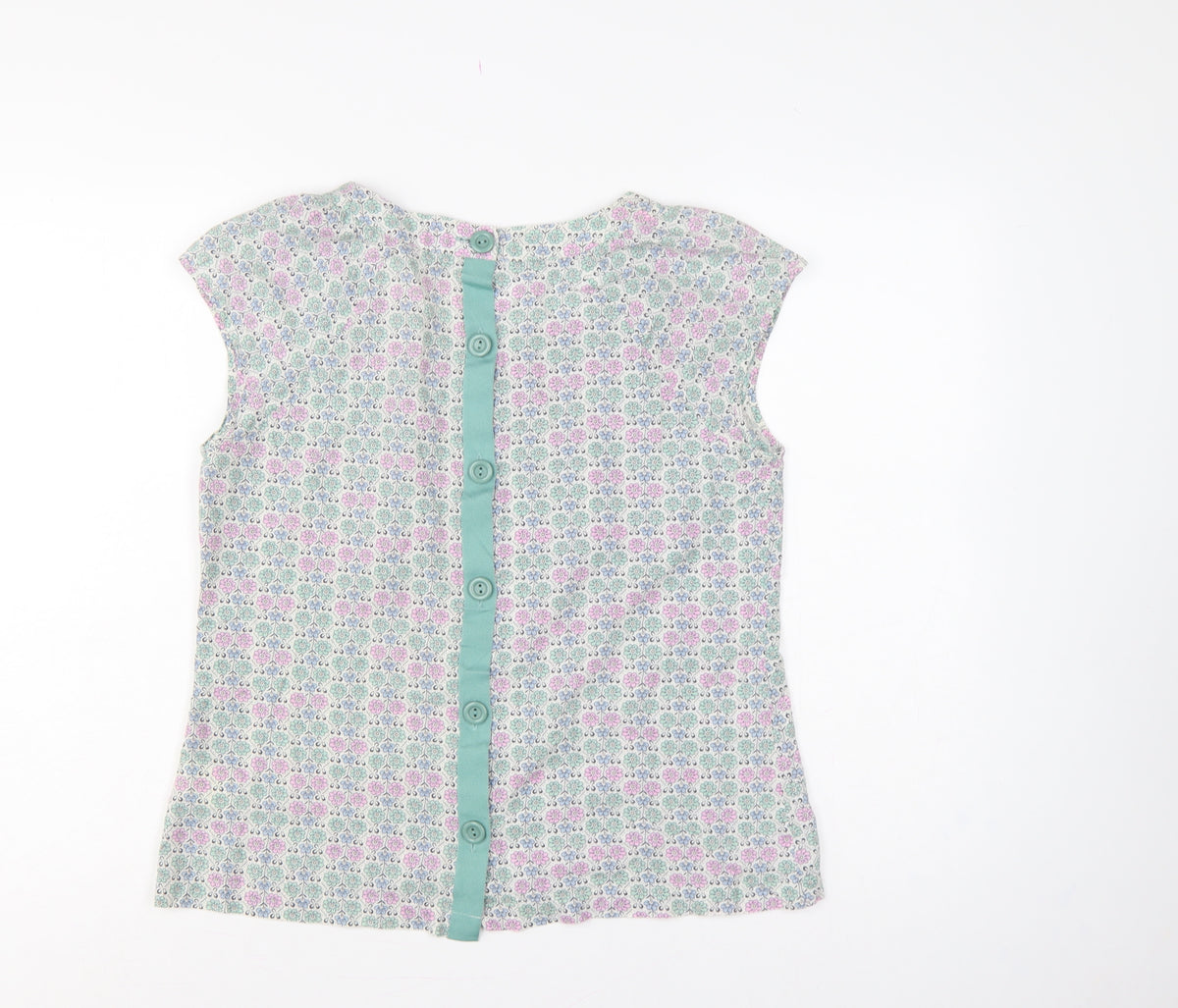 Brand and care label for Phase Eight Women’s Multicoloured Floral Cap Sleeve Blouse, size UK 14