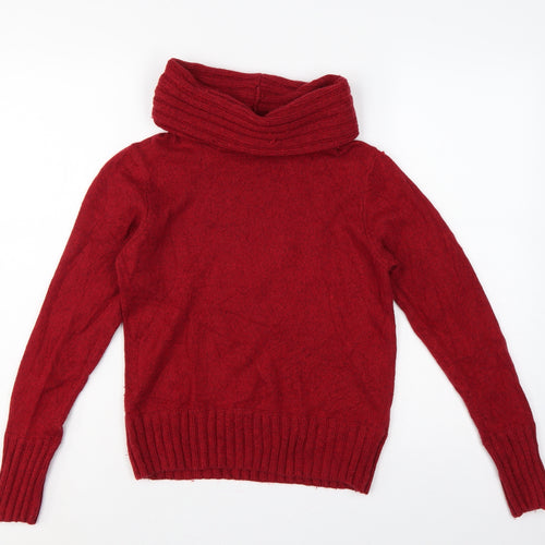 Marks and Spencer Women Red UK 12 Cowl Neck Cashmere Blend Jumper