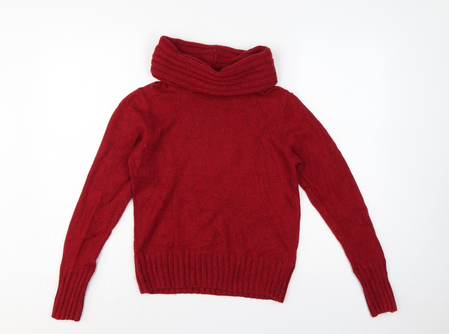 Marks and Spencer Women Red UK 12 Cowl Neck Cashmere Blend Jumper