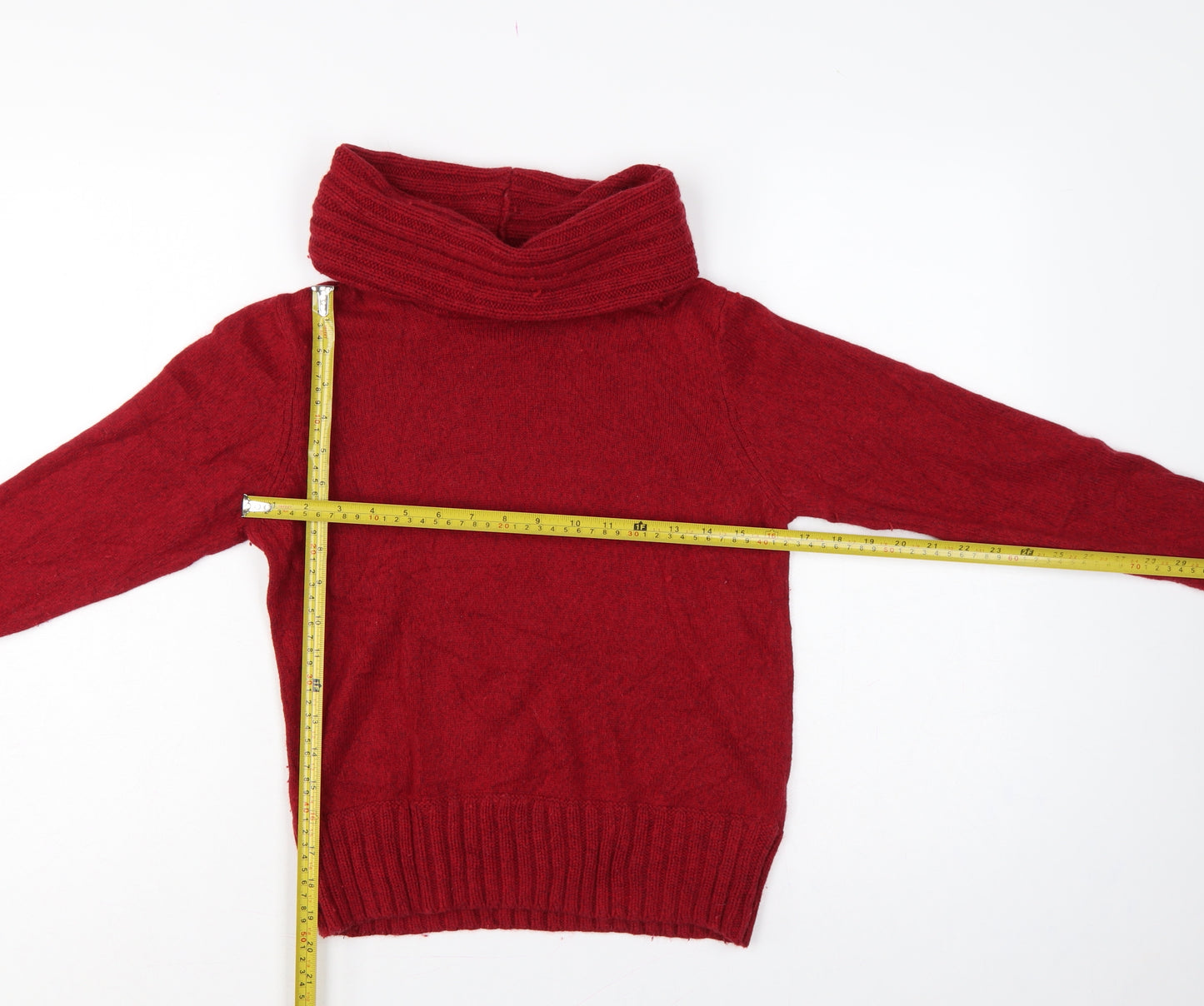 Marks and Spencer Women Red UK 12 Cowl Neck Cashmere Blend Jumper