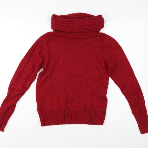 Marks and Spencer Women Red UK 12 Cowl Neck Cashmere Blend Jumper