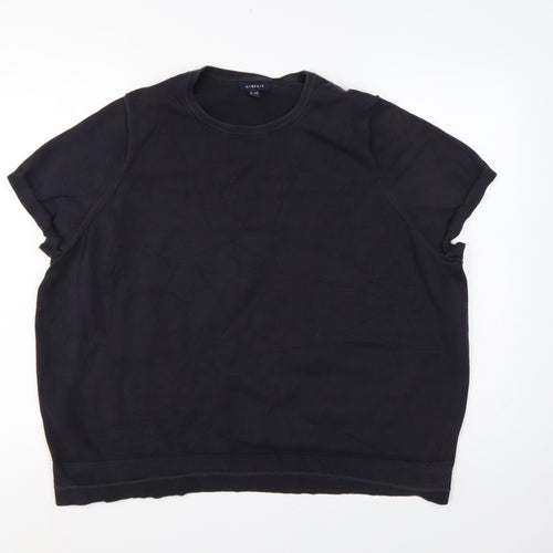 Lands' End Women's Black UK 28/30 3X Cotton Blend Raglan Sleeve Jumper