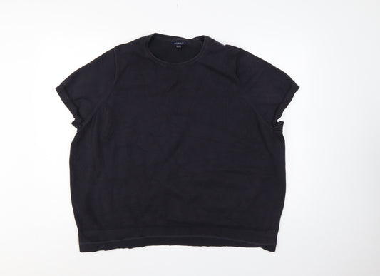 Lands' End Women's Black UK 28/30 3X Cotton Blend Raglan Sleeve Jumper